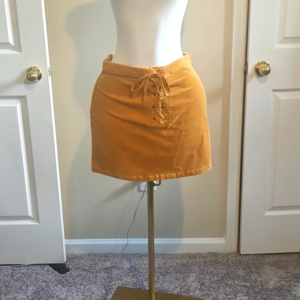 SO Tan Mini Pencil Skirt with Tie Front